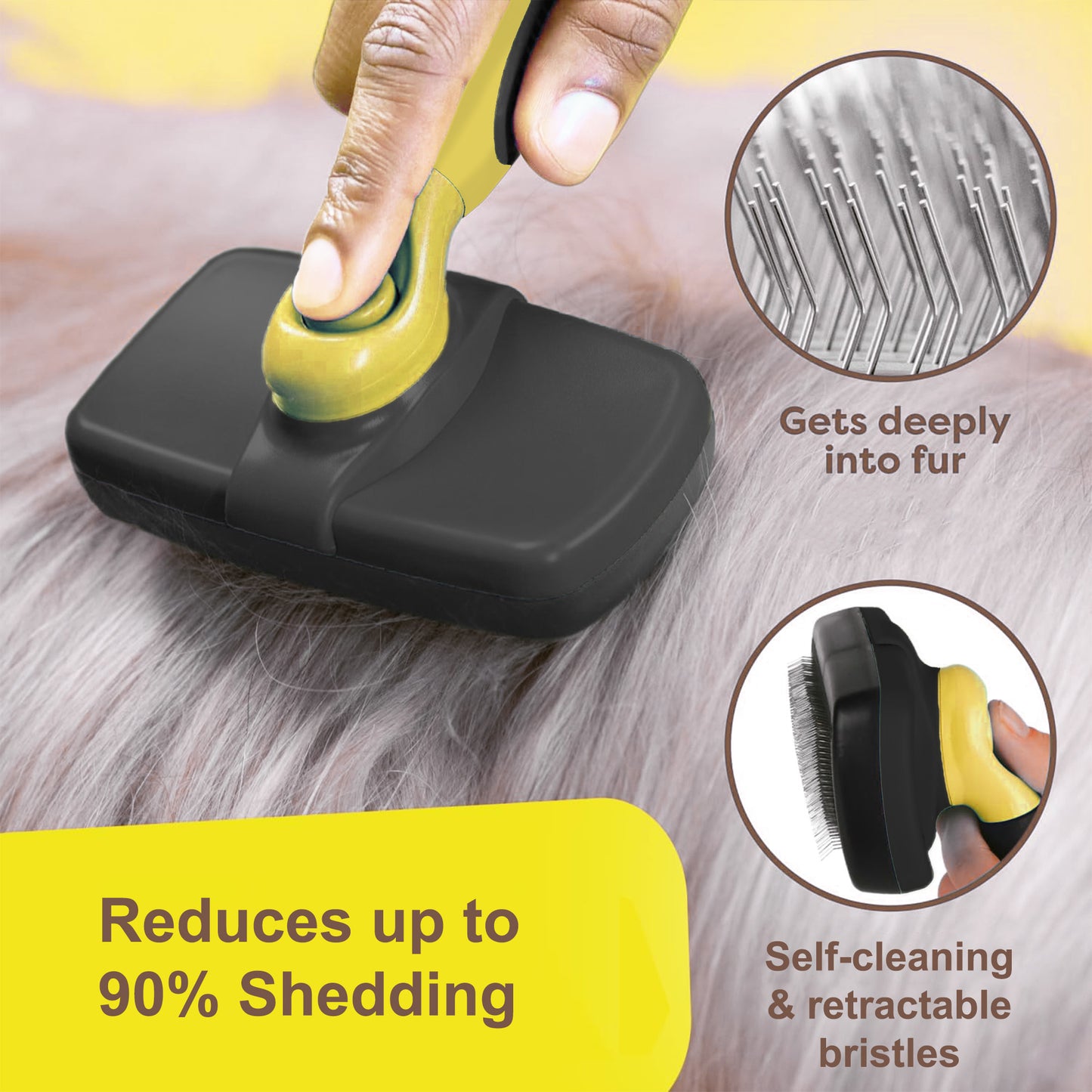 Pet Republique Dogs & Cats Self-Cleaning Slicker Brush