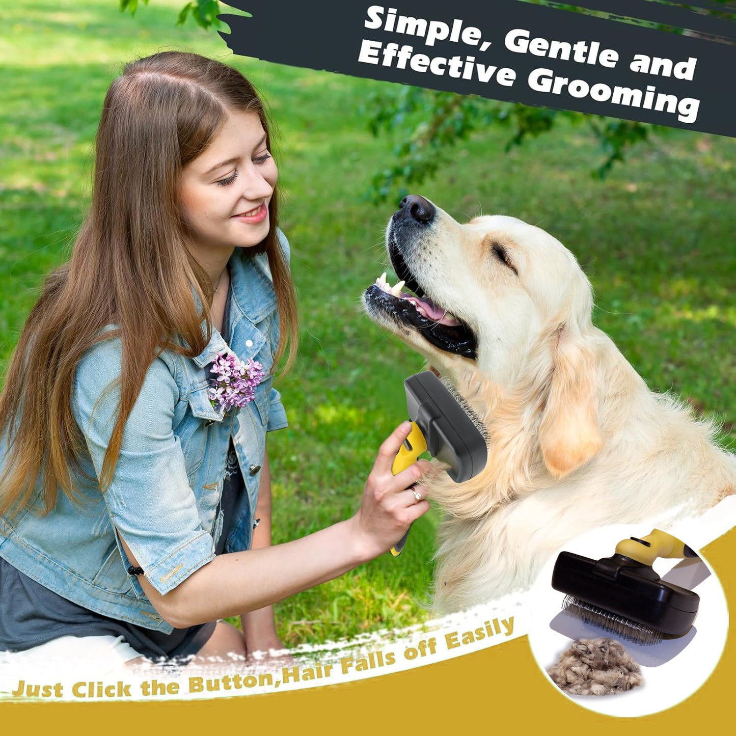 Pet Republique Dogs & Cats Self-Cleaning Slicker Brush