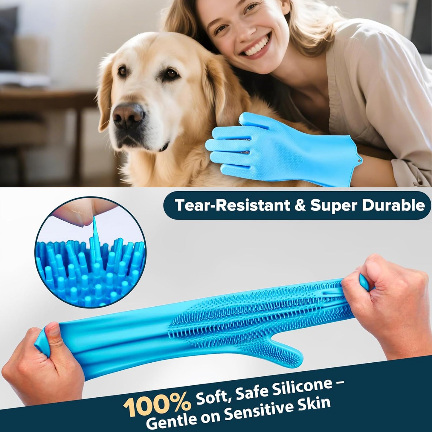 Pet Republique Grooming Gloves for Deshedding & Bathing
